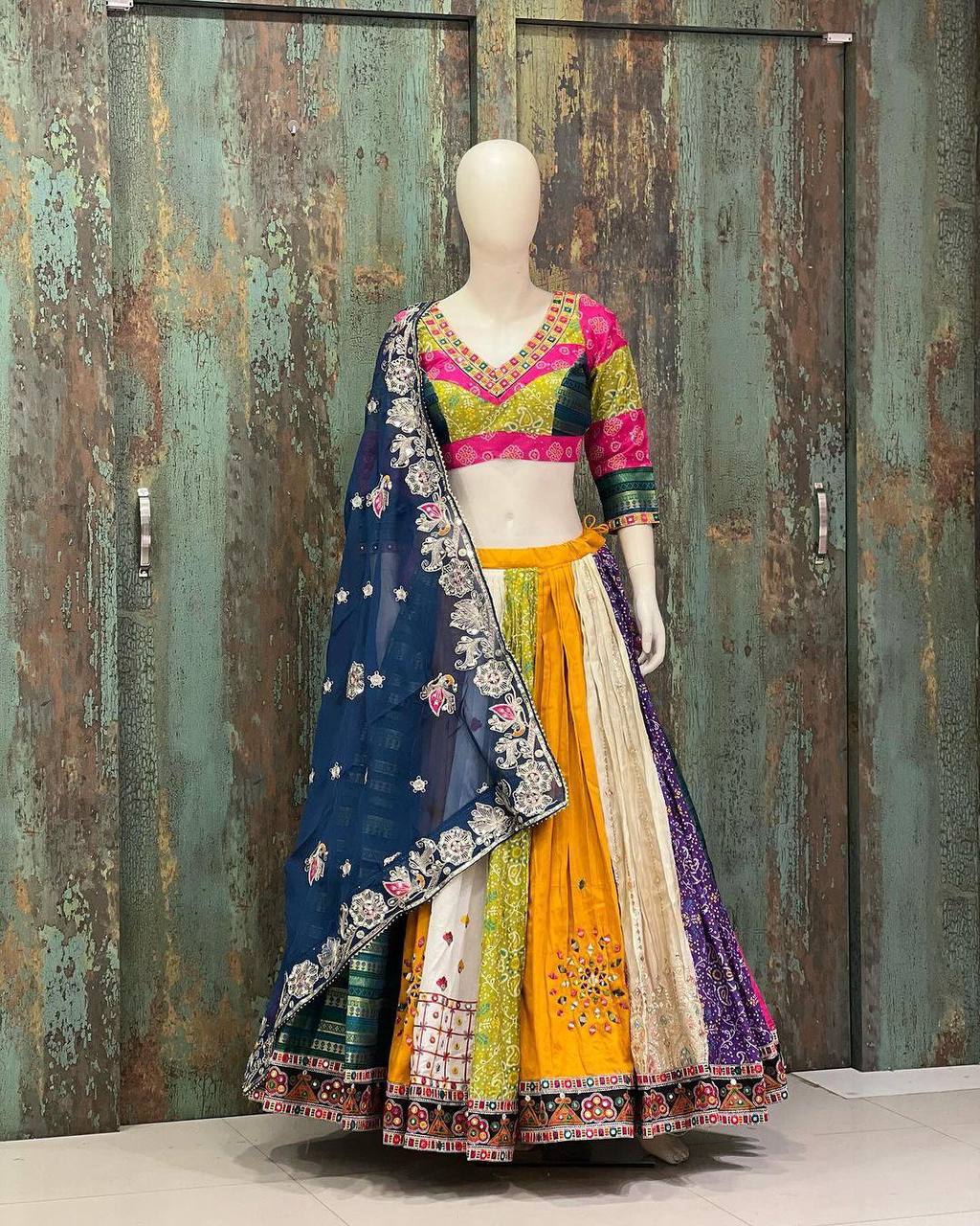 Vibrant Multicolor Traditional Lehenga with Mirror and Thread Work