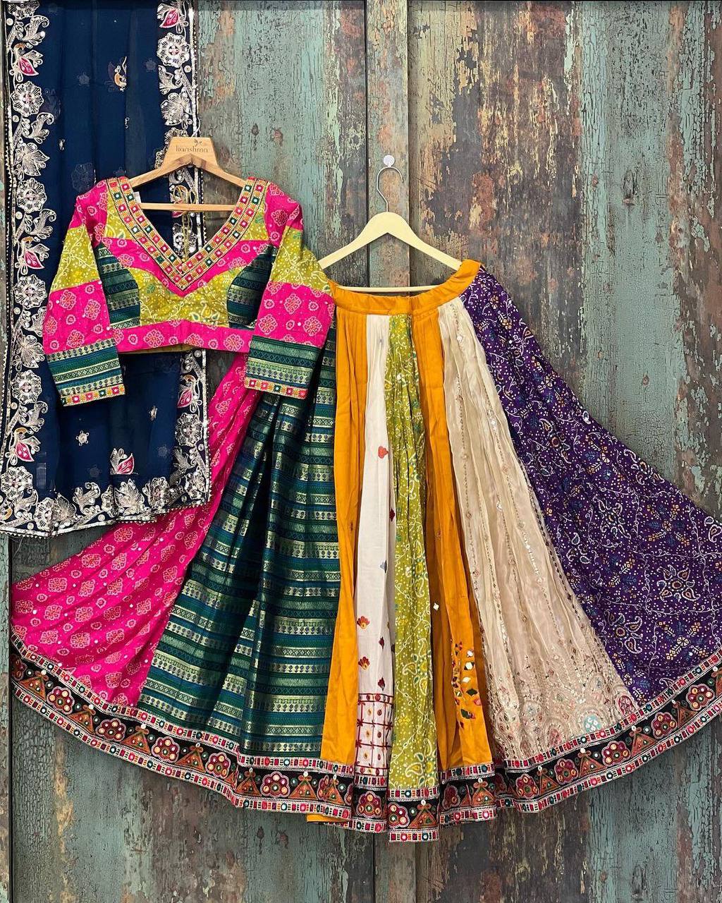 Vibrant Multicolor Traditional Lehenga with Mirror and Thread Work
