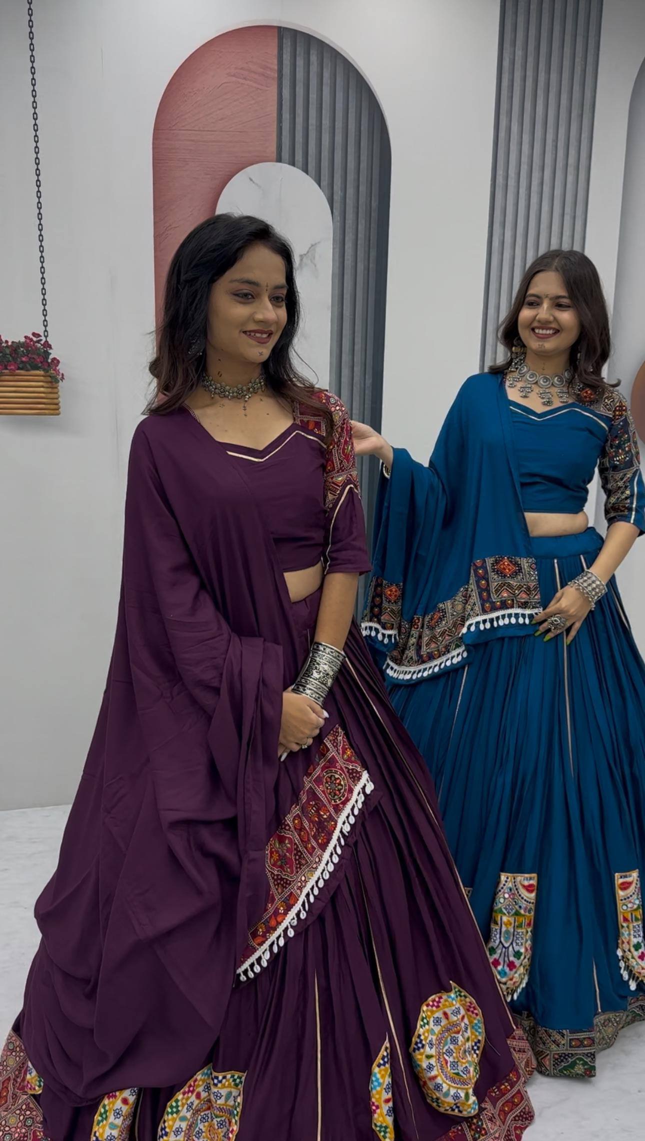 Traditional Lehenga Choli With Gamathi Work And Embroidery Detailing.