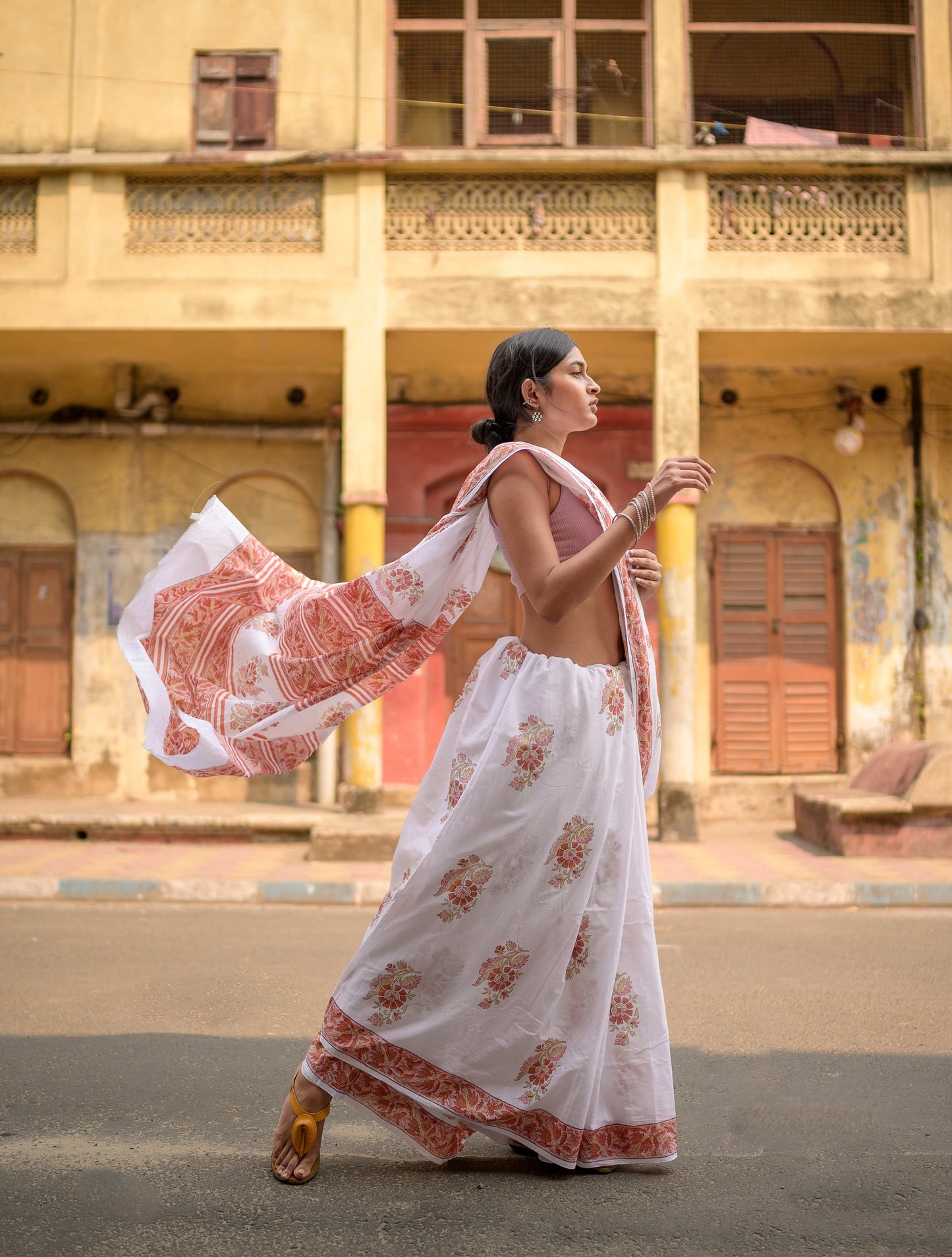 Sanganer Basant Mul Cotton Saree - Summer Special