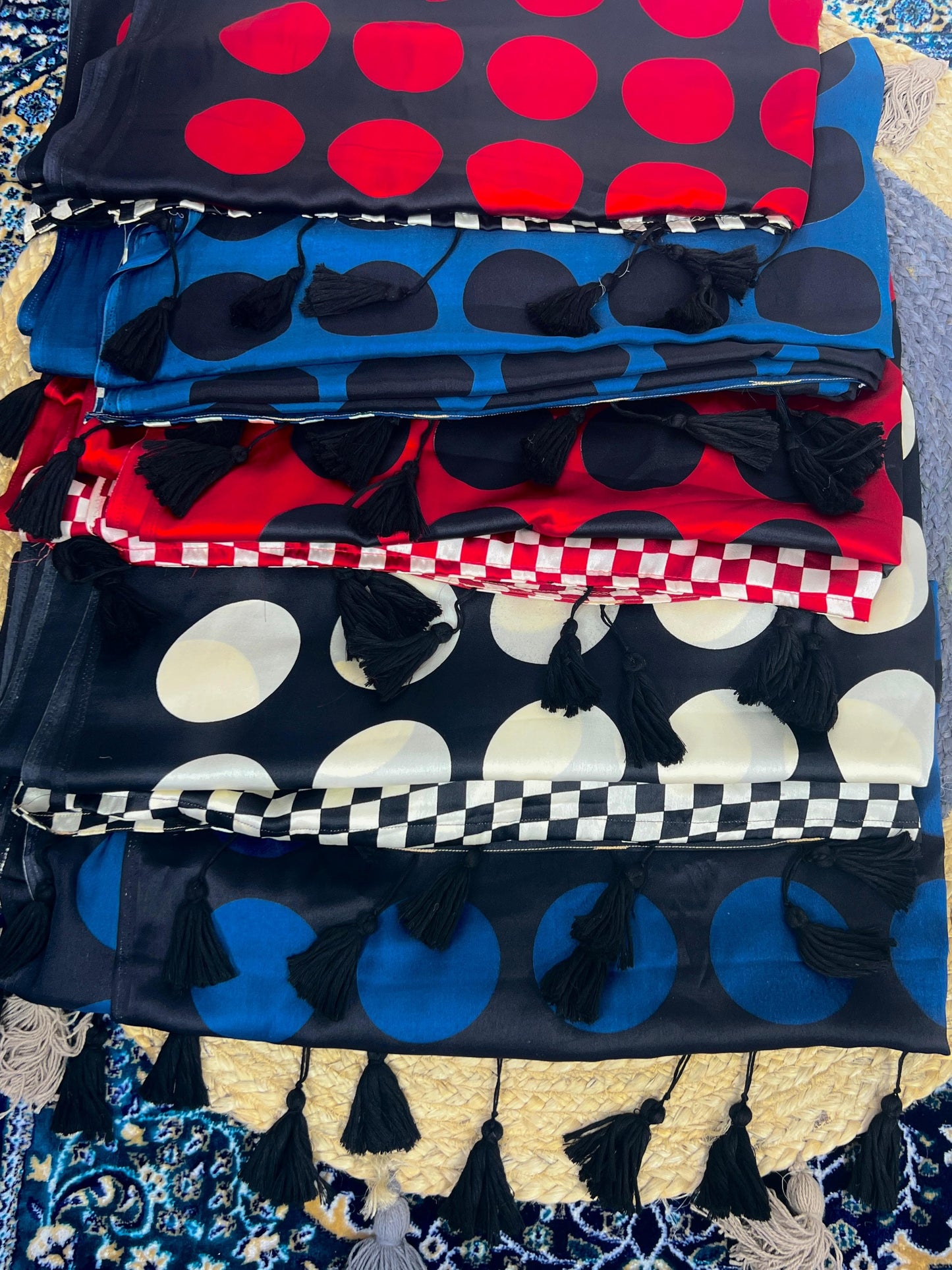 Polka Dot Saree with Geometric Border and Elegance