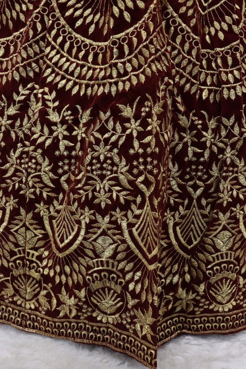 Embroidery Work Maroon Color Lehenga