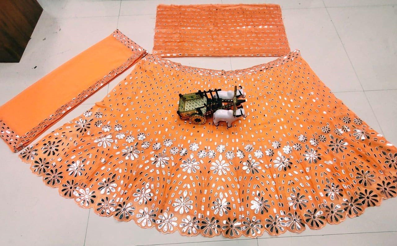 Glowing Orange Wedding Wear Lehenga Choli With Dupatta