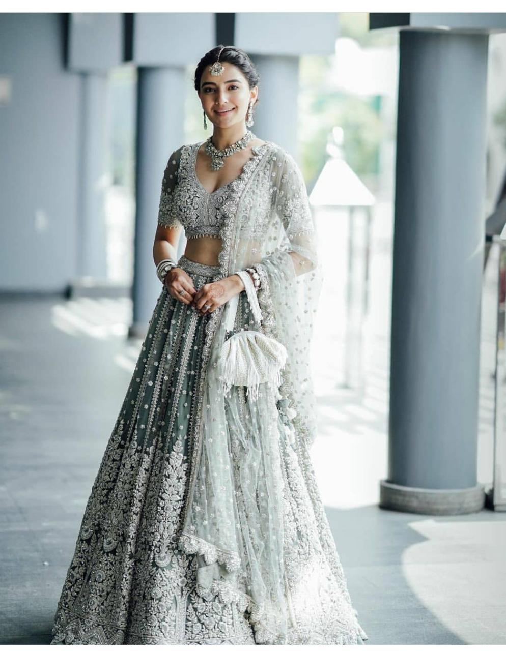 New Designer Bridal Wear Heavy Chine Sequence Work Lehenga Choli With Dupatta