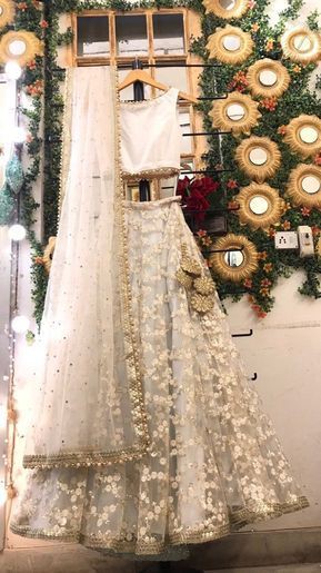 New Latest Cream Color Embroidery Work Lehenga Choli