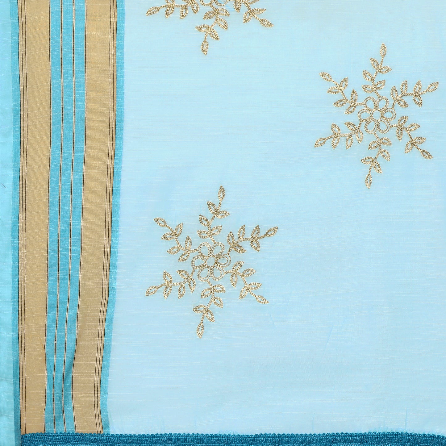 Blue Color Embroidery Work Saree For Girls