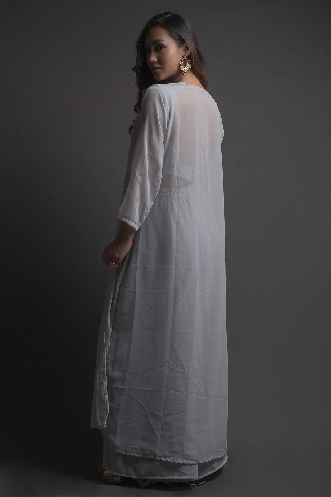 New Grey Color Sharara Crepe Blouse Design