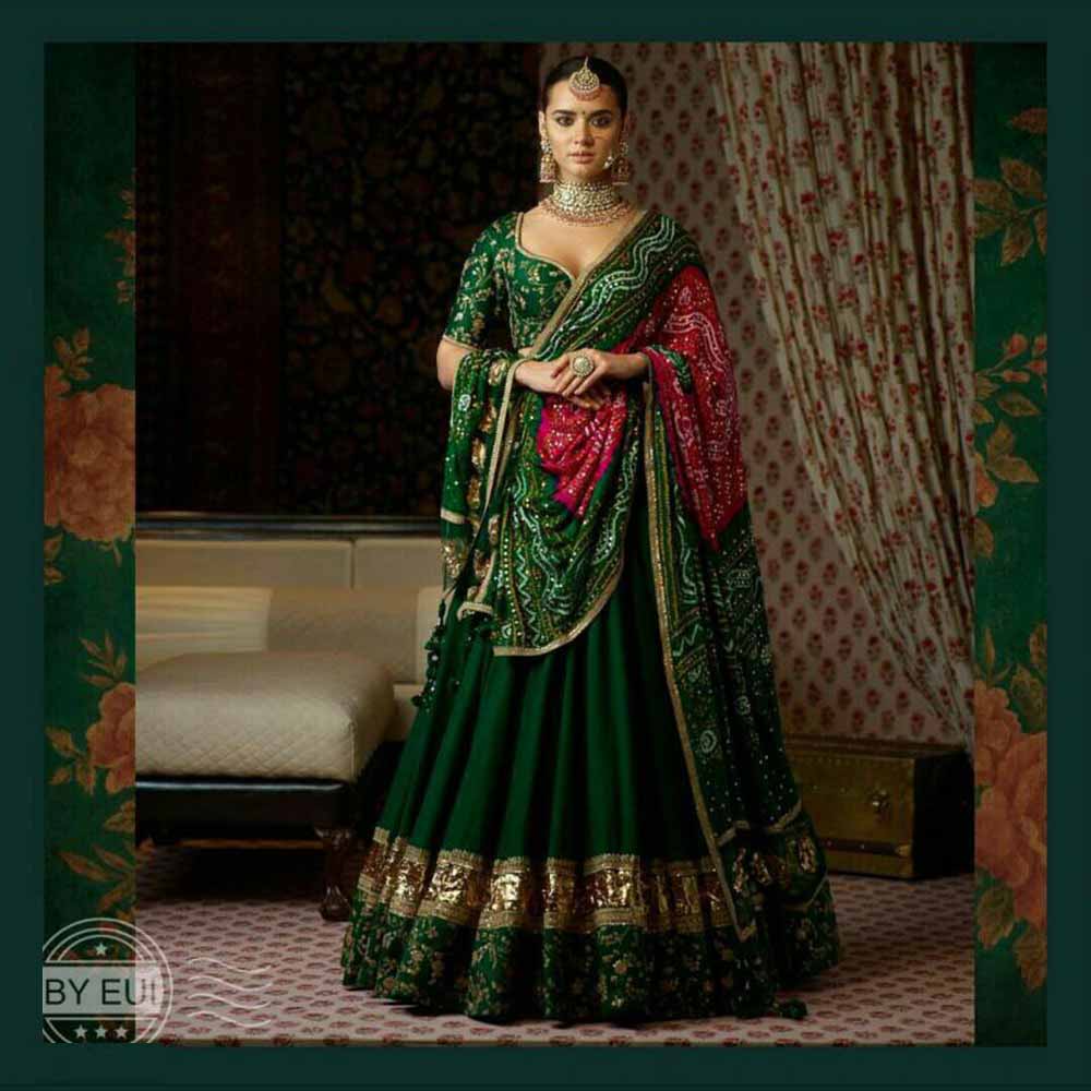 New Arrival Sabya Sachi Dark Green Lehenga Choli