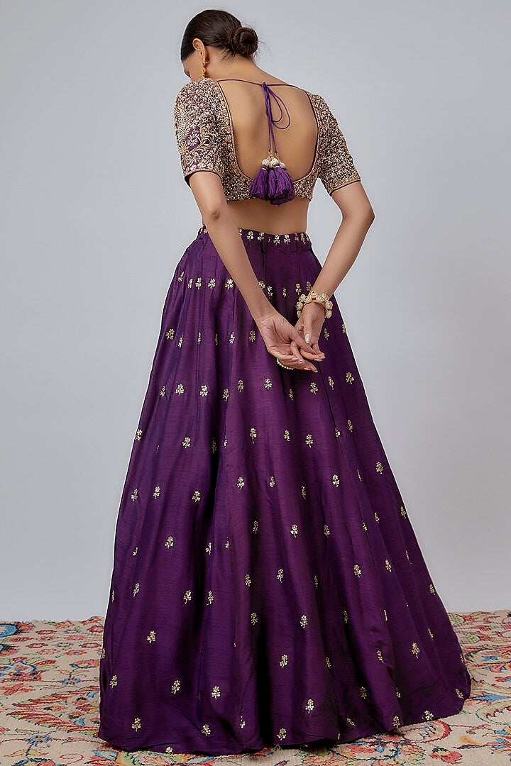 Unique Designing Purple Color Lehenga Choli Embroidery Work