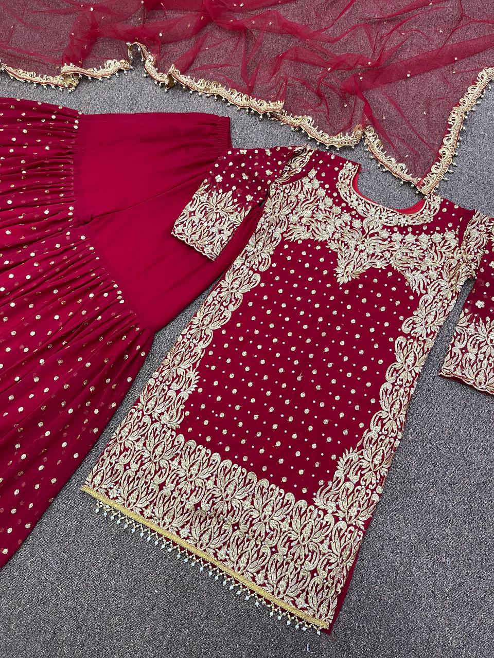 Launching New Designer Party Wear Look Fancy Top-Dupatta and Fully Stitched Sharara*