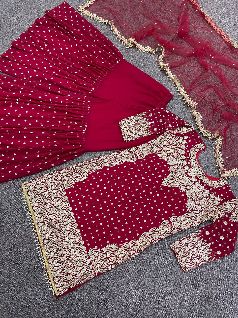 Launching New Designer Party Wear Look Fancy Top-Dupatta and Fully Stitched Sharara*