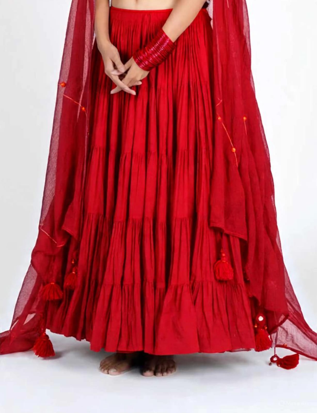 Plain Cotton Navratri Garba Lehenga Chaniya in 14 metre flared 11 Best Colour