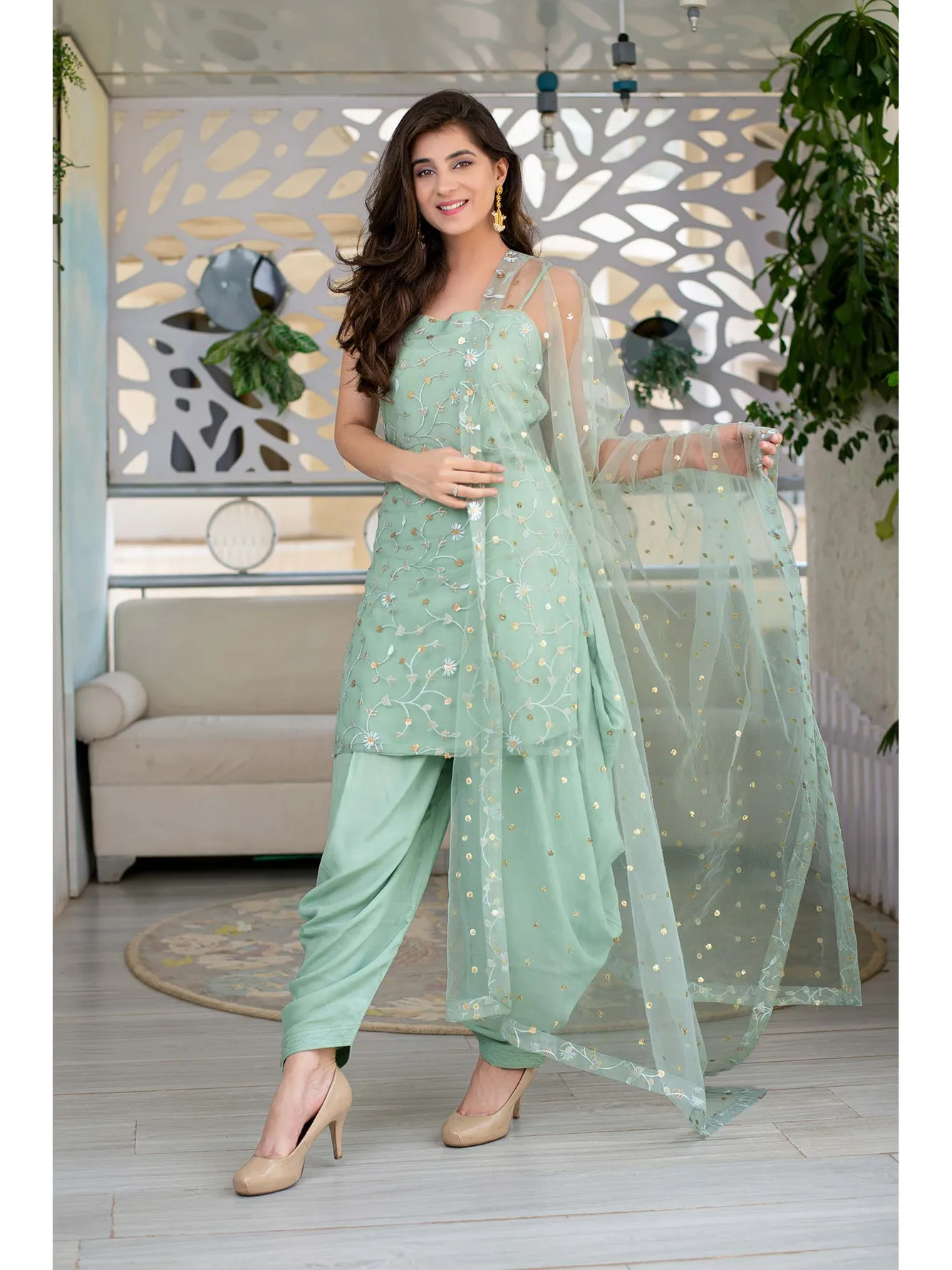 Punjabi Suit Semi Stitched Salwar Suit (Patiyala Suit)