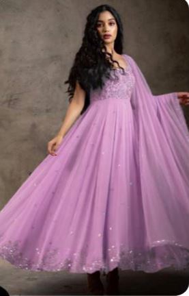 Faux Georgette Embroidery Work Gown