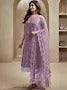 AMYRA DASTUR LAVENDER FLORAL EMBROIDERED REGULAR THREAD WORK A-LINE KURTA WITH TROUSERS & DUPATTA
