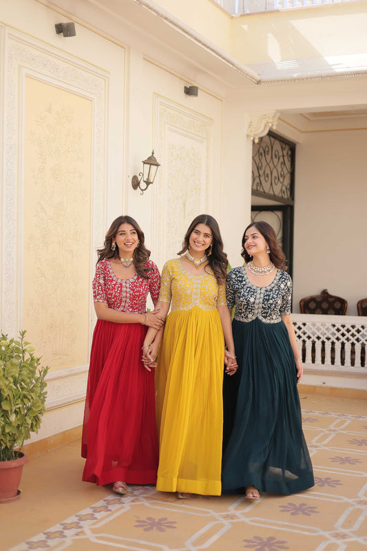 Enjoy Your Parties and festival with our smooth fabric gowns for celebrate your time..