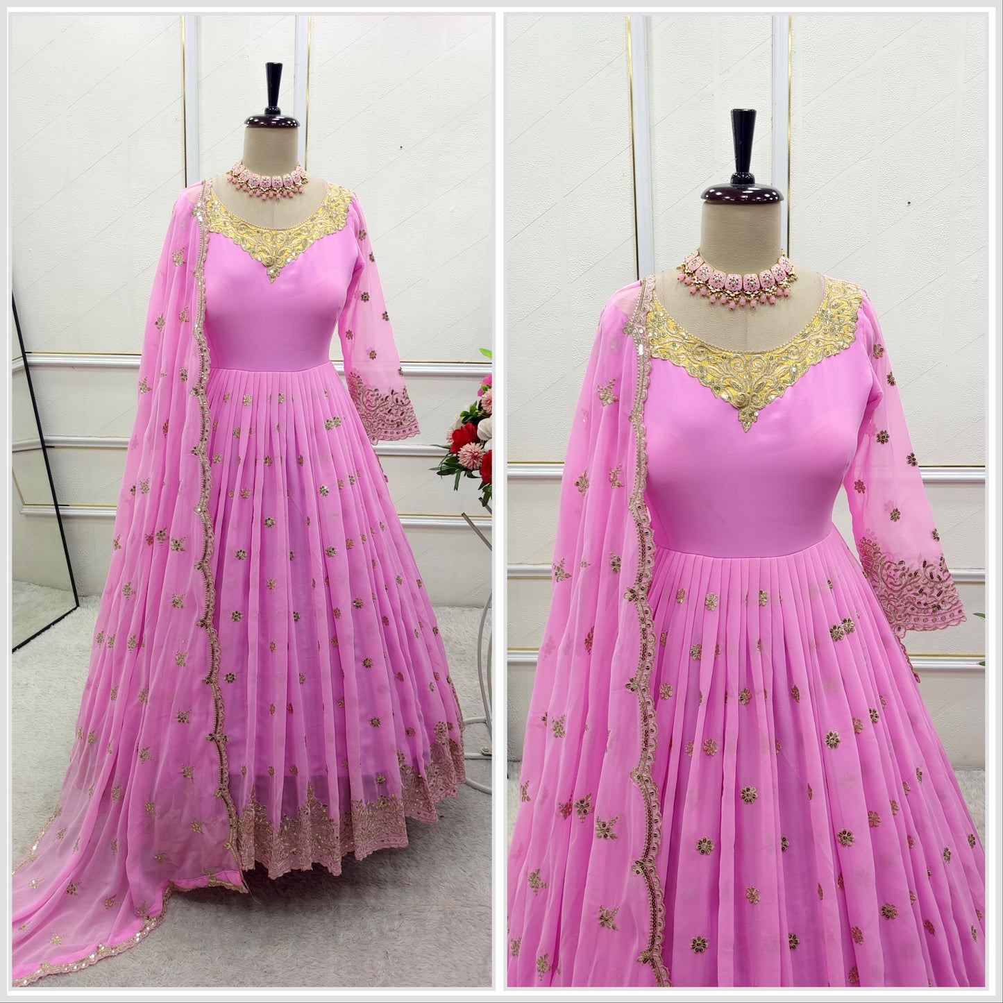 Blush Pink Embroidered Anarkali Suit with Dupatta – Elegant Look