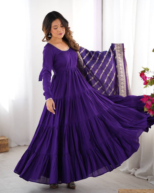 Majestic Purple Anarkali Set with Dupatta