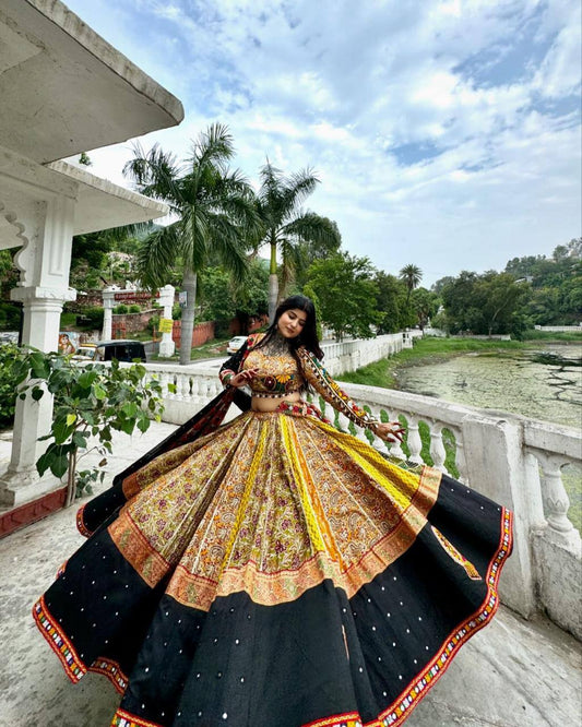 Vibrant Multicolor Navratri Lehenga with Mirror and Bandhani Work