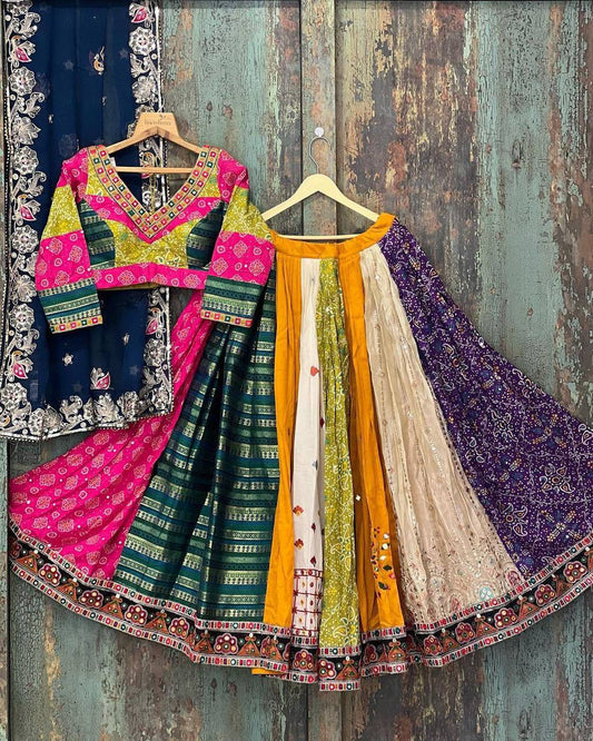 Vibrant Multicolor Traditional Lehenga with Mirror and Thread Work