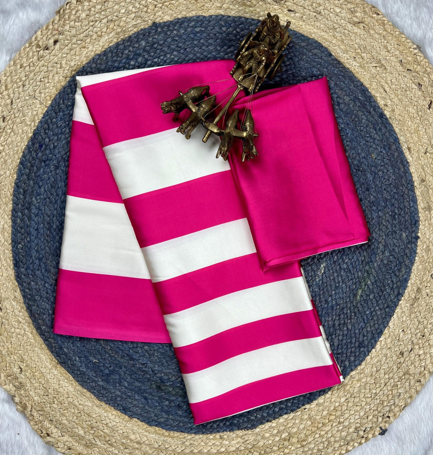 Diagonal Stripe Saree with Stylish Blouse Design