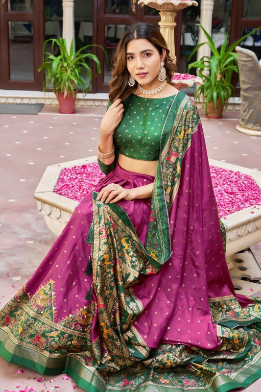 Magenta Lehenga with Dola Silk Dupatta