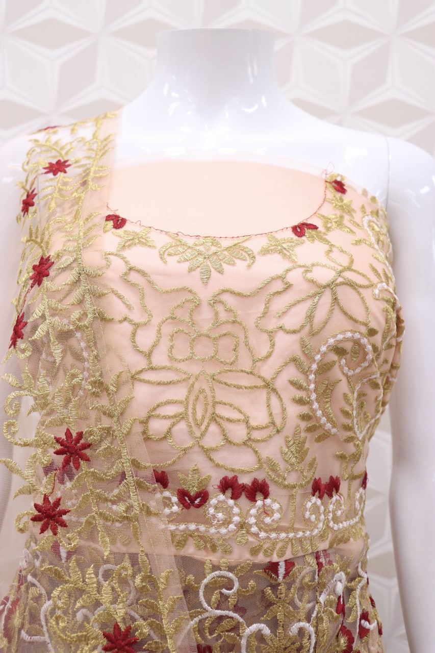 :  Latest designer peach color lehenga with top