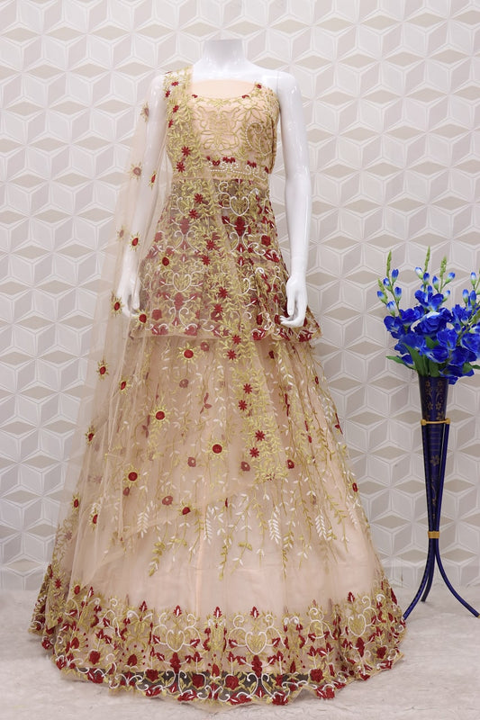 :  Latest designer peach color lehenga with top