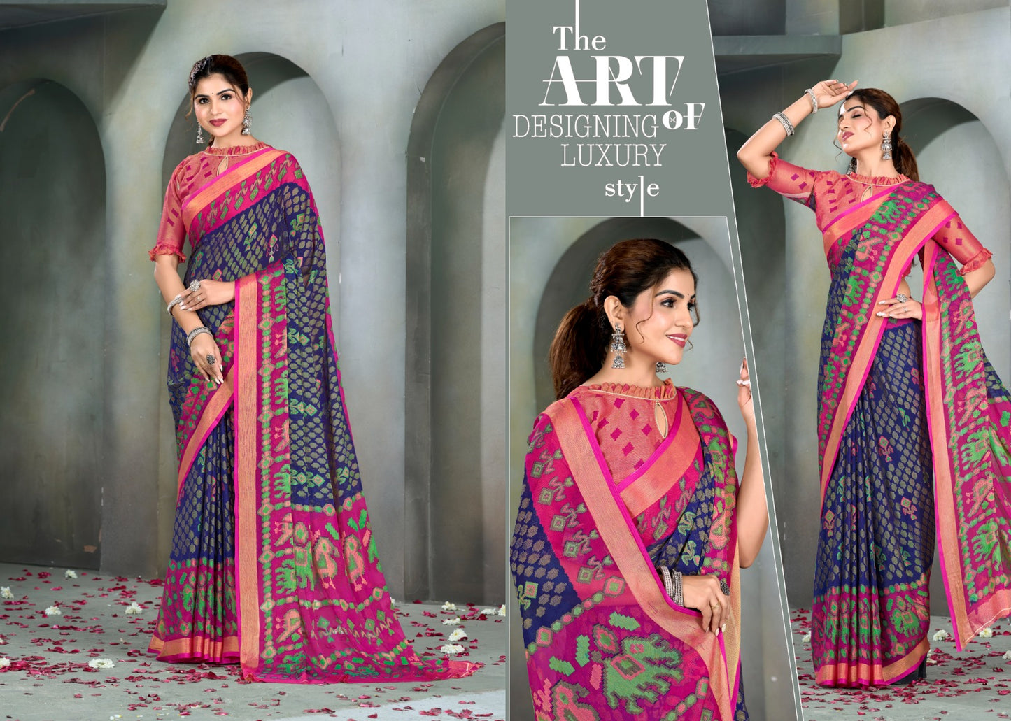 stylish chiffon brasso saree