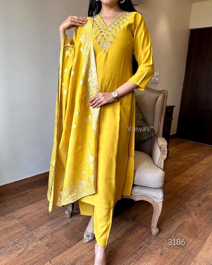 WOMEN Embrodairy Stright Kurta Set