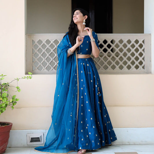 Adorable Navy Blue Designer Lehenga Choli