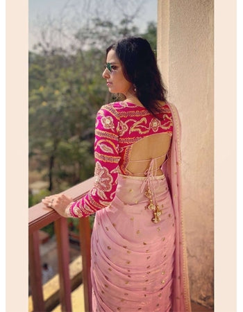 Latest Baby Pink Sari Design