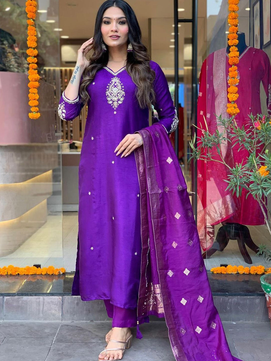 PURPLE KURTA SET