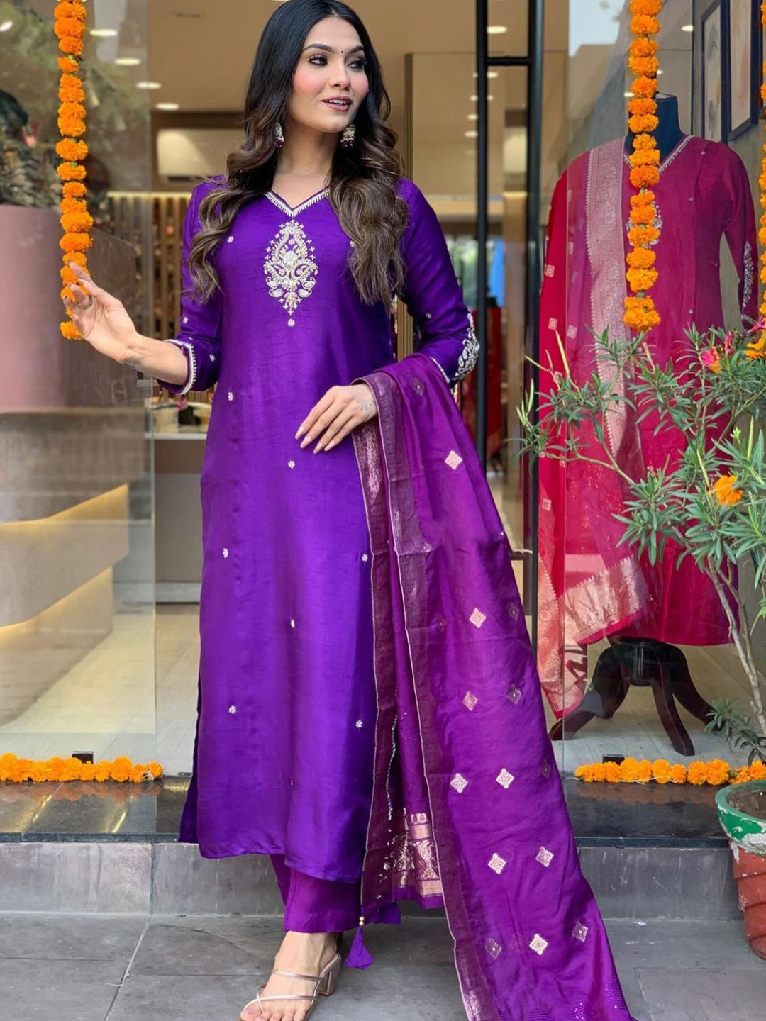 PURPLE KURTA SET