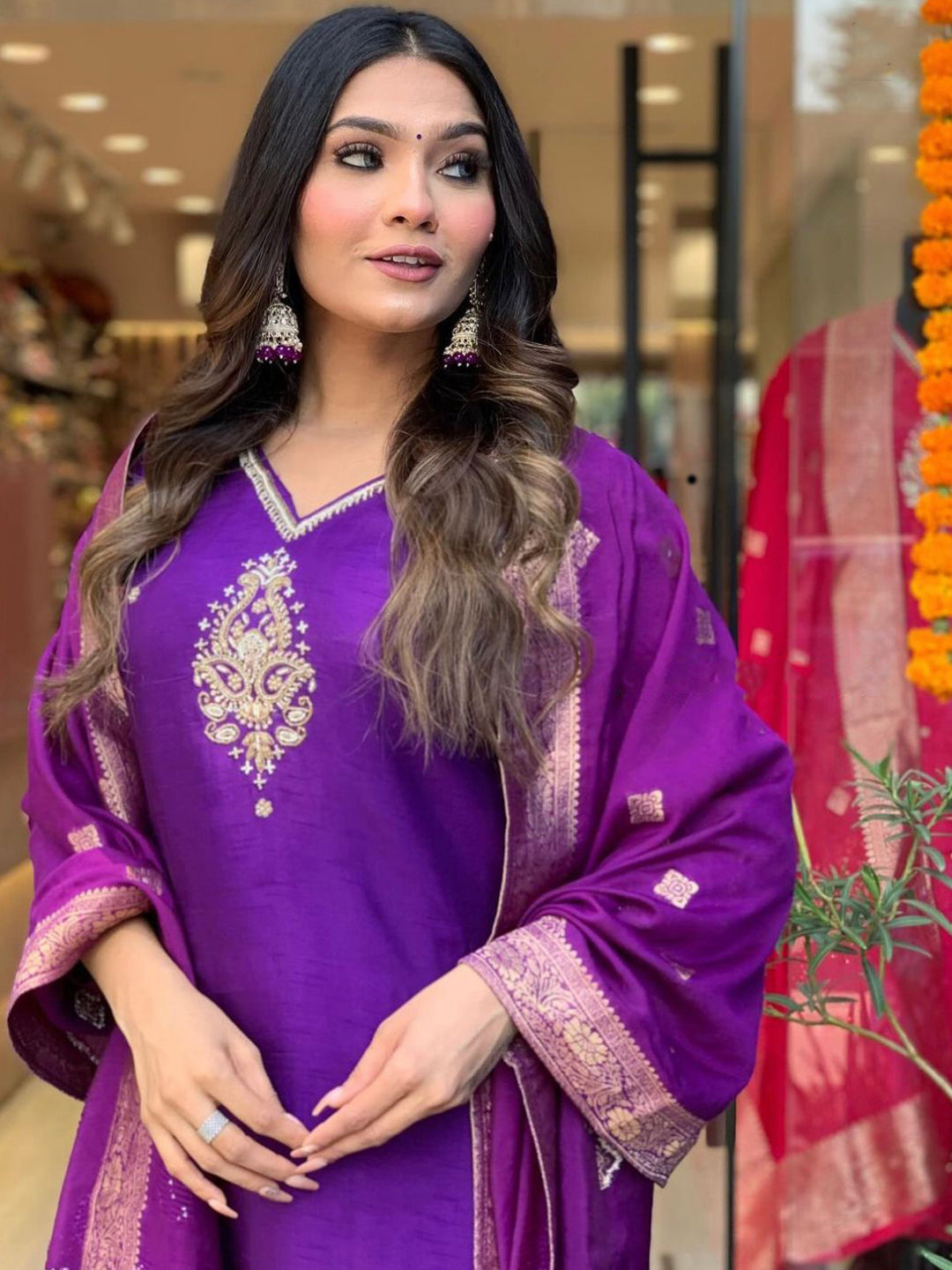 PURPLE KURTA SET