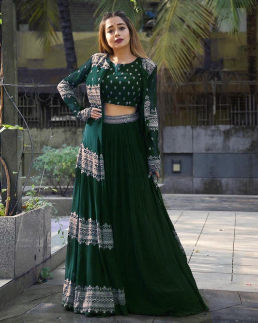 Green Color Lehenga For Girls