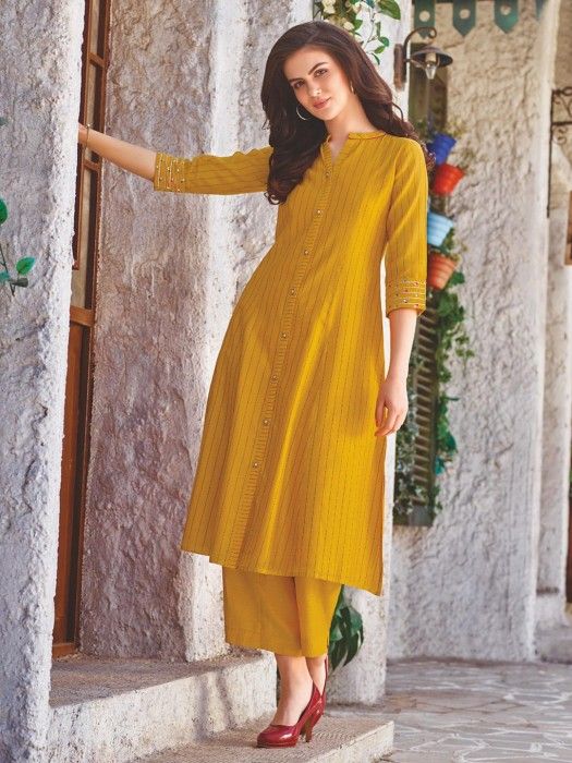 Party Wear Reyon Yellow Color Salwar Suit