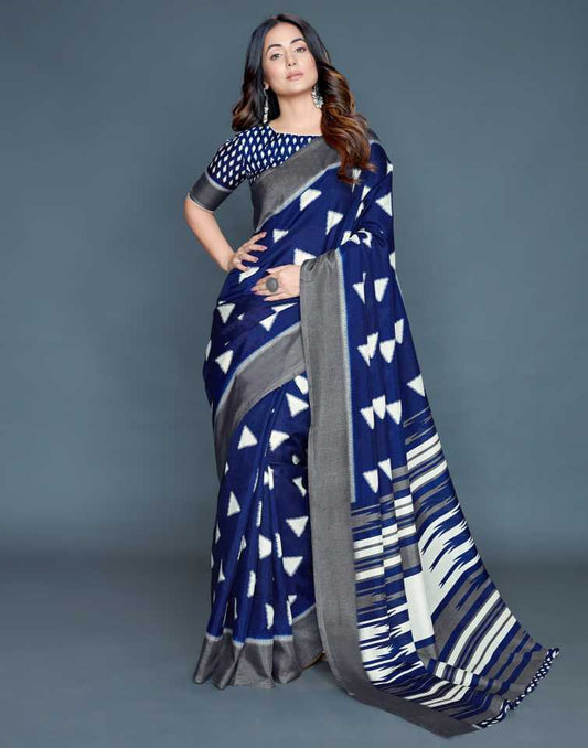 Bollywood Heena Khan Blue Party Wear Saree