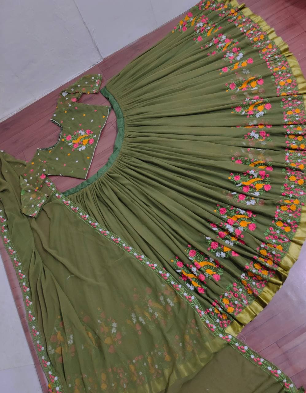 Green Georgette Party Wear Lehenga Choli