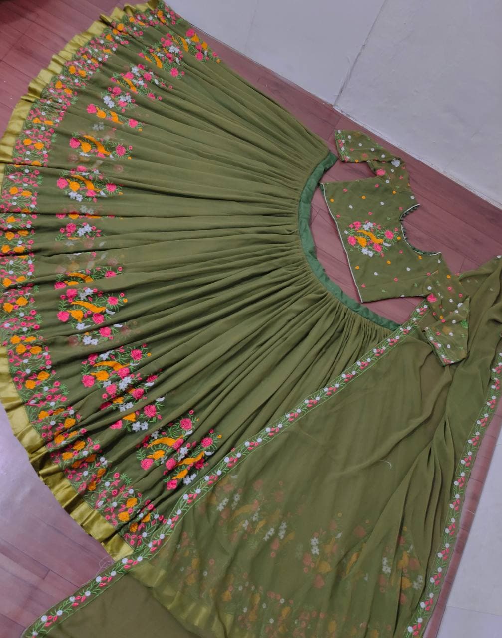 Green Georgette Party Wear Lehenga Choli