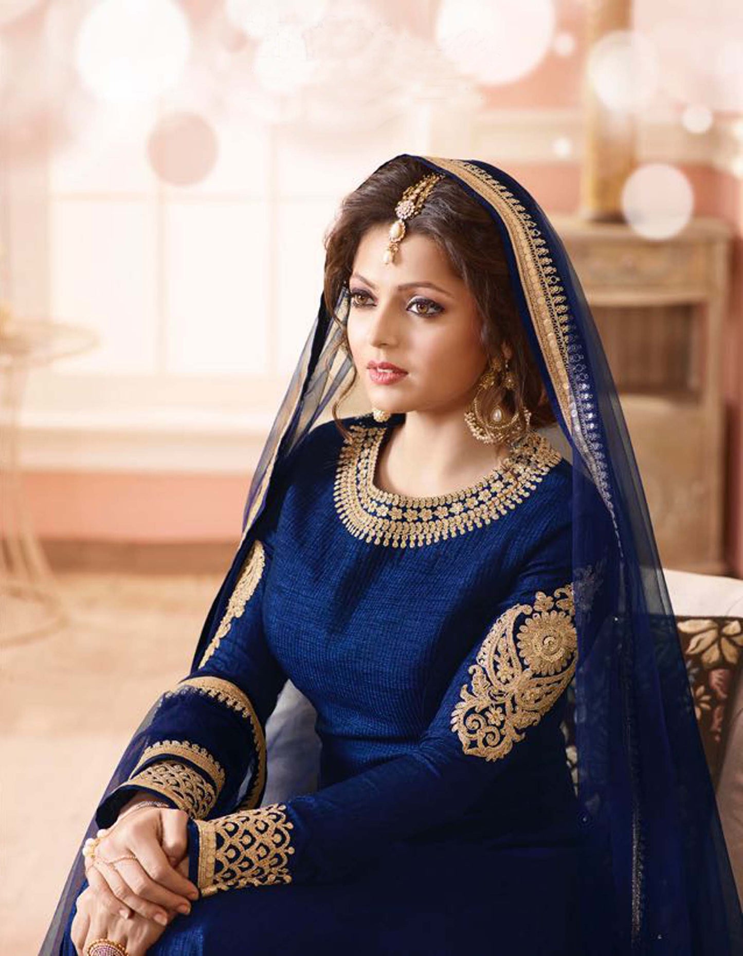 Drashti Dhami Latest Indian Designer Blue Color Anarkali Salwar Kameez Dress