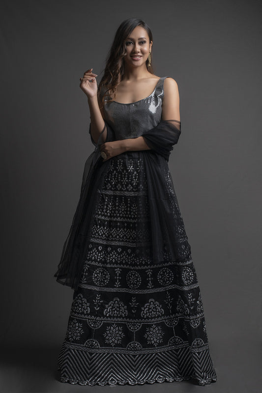 Stylish Black Color Designer Lehenga Choli