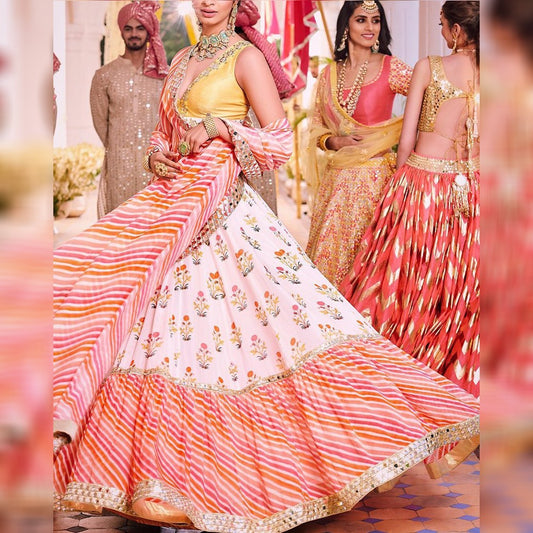 Hypnotic Off-White And Multi  Color Party Wear  Lahenga Choli