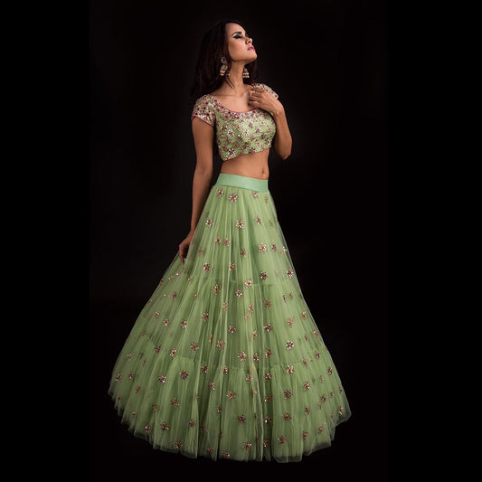 Charming Pista Green Color Banglory Silk Lehenga  Choli