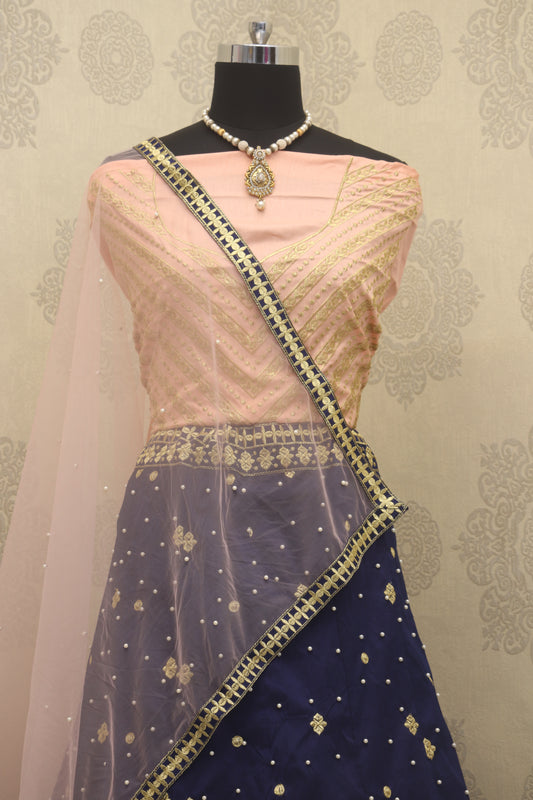 Latest Designer Stylish Navy Blue Color With Heavy Embroidery Work  Lehenga Choli