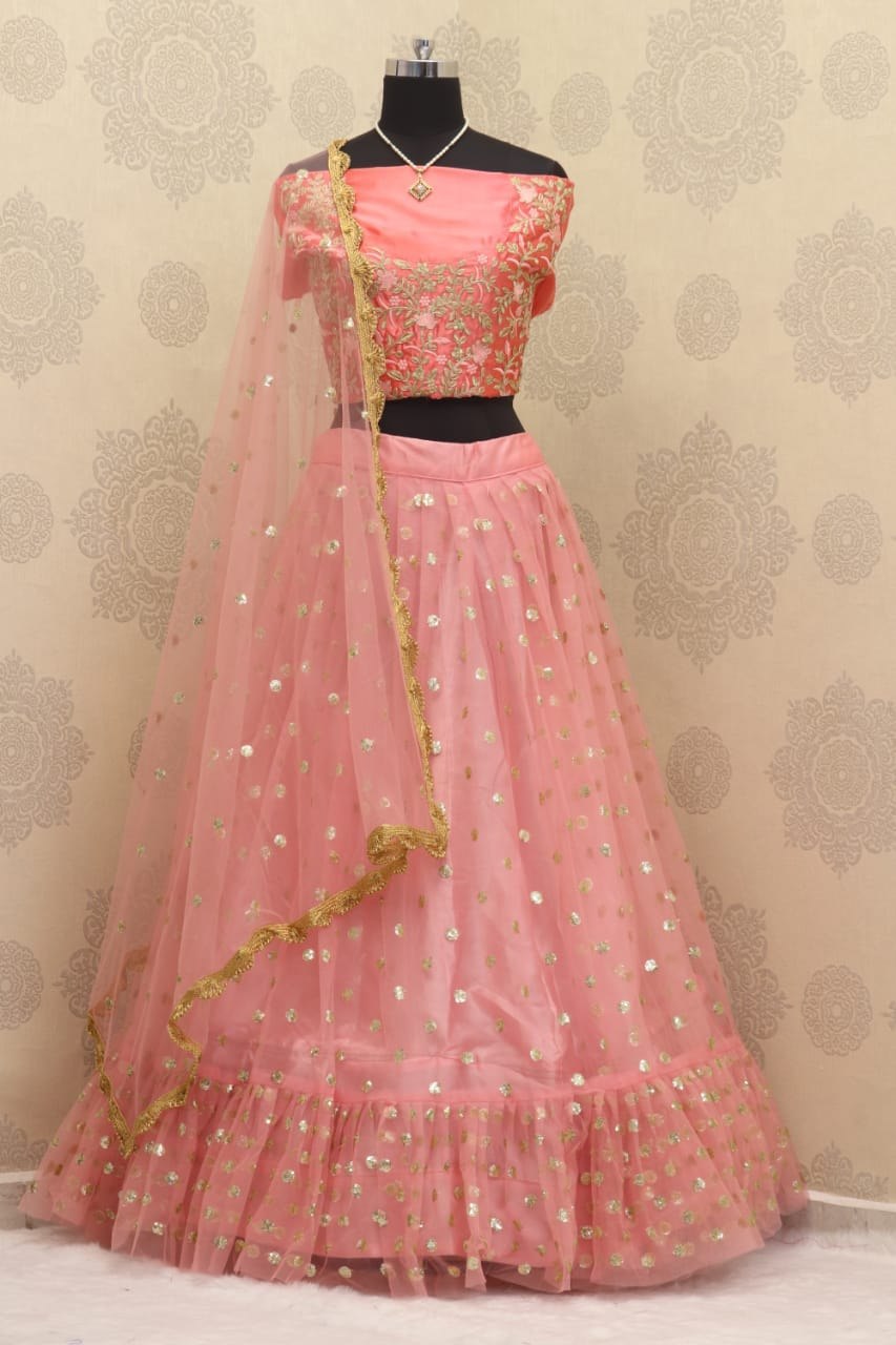 : Demanding Baby Pink Color Wedding Wear Lehenga Choli