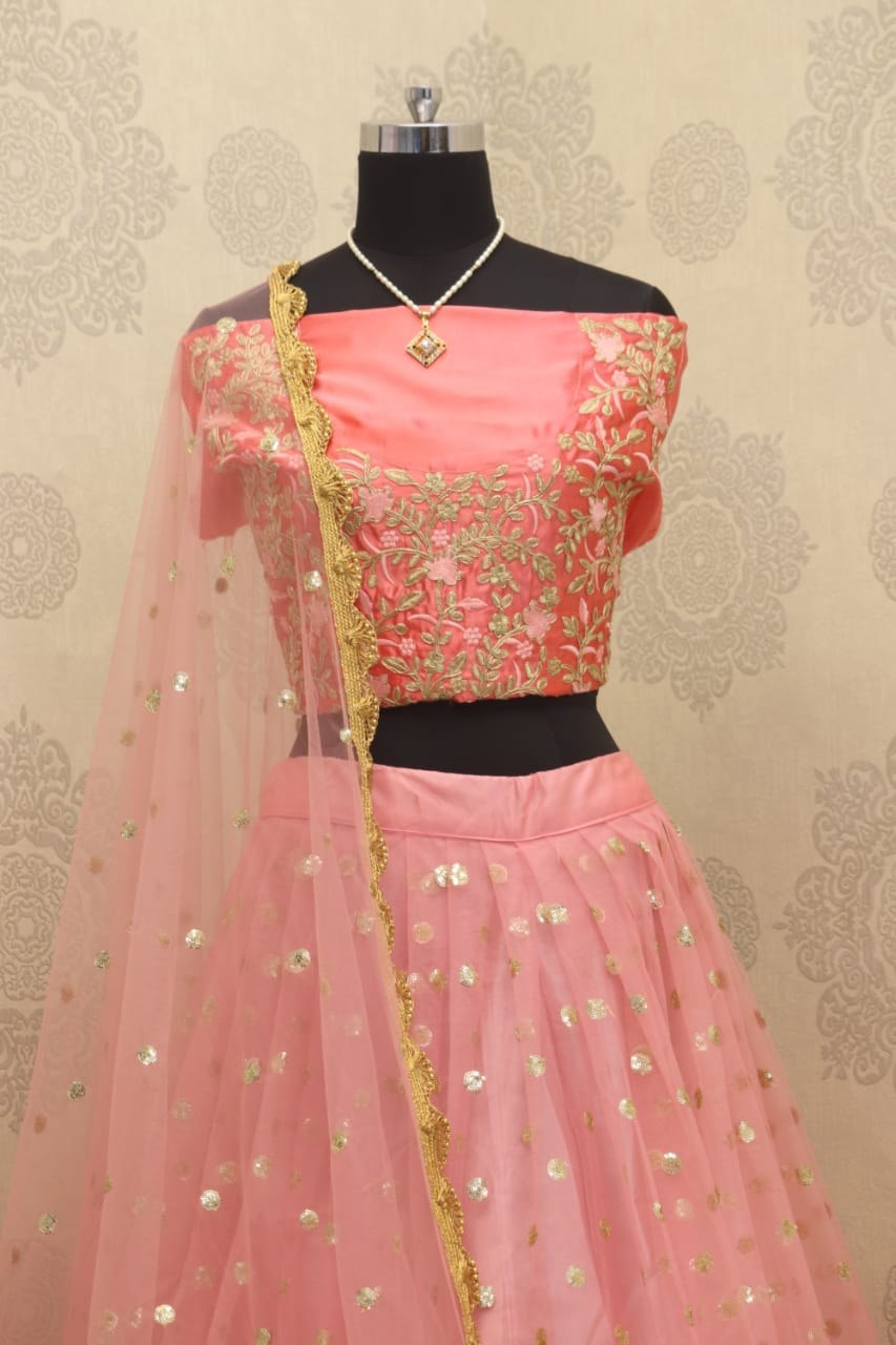 : Demanding Baby Pink Color Wedding Wear Lehenga Choli