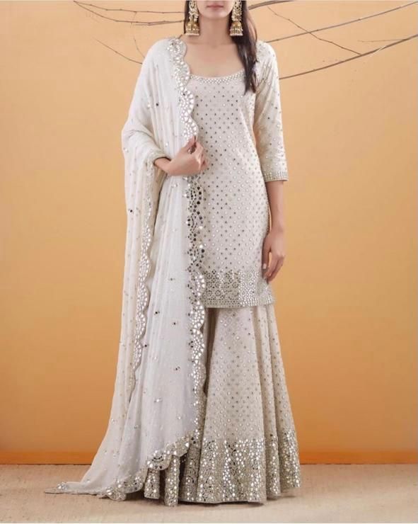 CHARMING WHITE YANKITA KAPOOR DESIGNER SHARARA SUIT