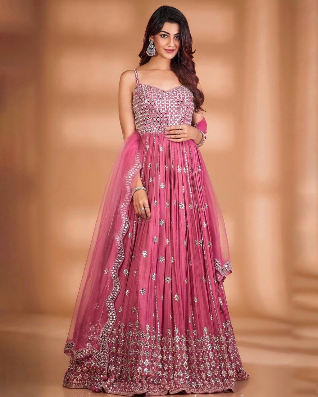 Printed Reyon Blend stitched Anarkali Gwon