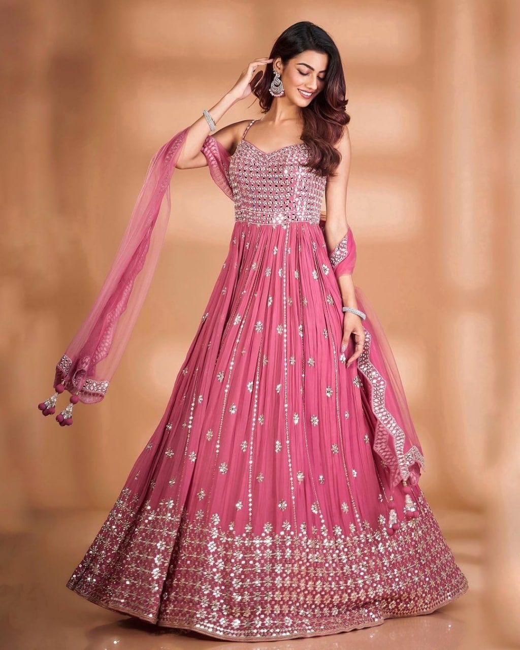 Printed Reyon Blend stitched Anarkali Gwon